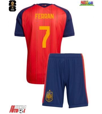 España Ferran Torres #7 Primera Equipación Niños Mundial 2026 Manga Corta (+ Pantalones cortos)